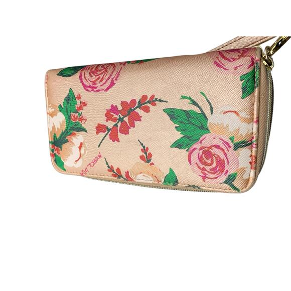 Betsey Johnson Pink Floral Zip Closure Wristlet Wallet - Picture 7 of 8